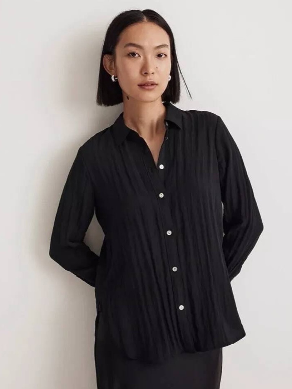 NWT Madewell Crinkle Button-Up Shirt - XS